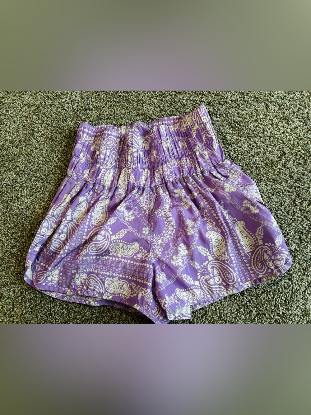 Free people Purple Paisley Smocked Waist Shorts